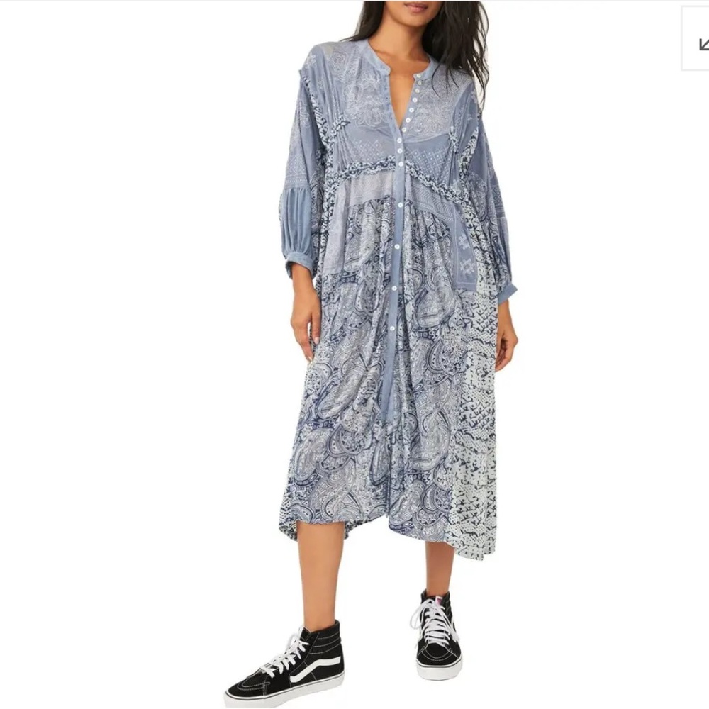 Free people Oh My Mix Print Long Sleeve Maxi Dress Size M NWT